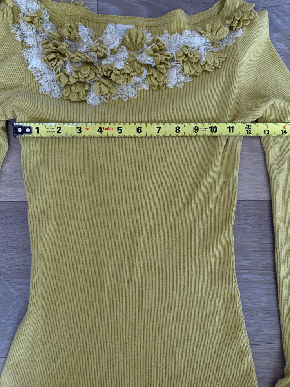 Anthropologie Chartreuse Floral Off Shoulder Top S - Picture 4 of 6